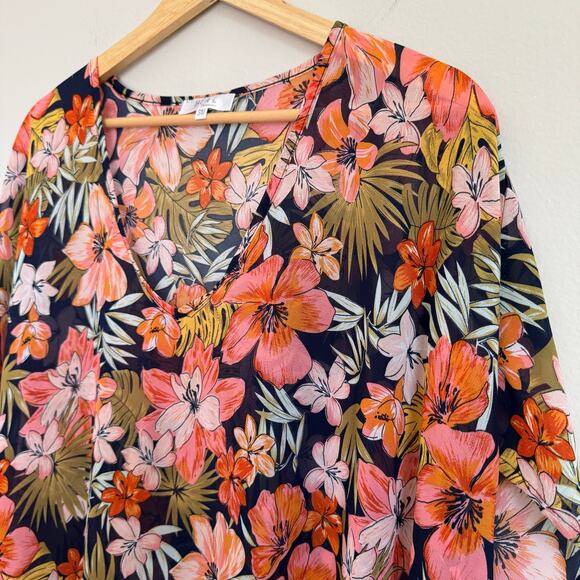 Heat Swimwear Coverup Size Small Medium Floral Hawaiian Tropical Vacation Resort - Picture 4 of 8